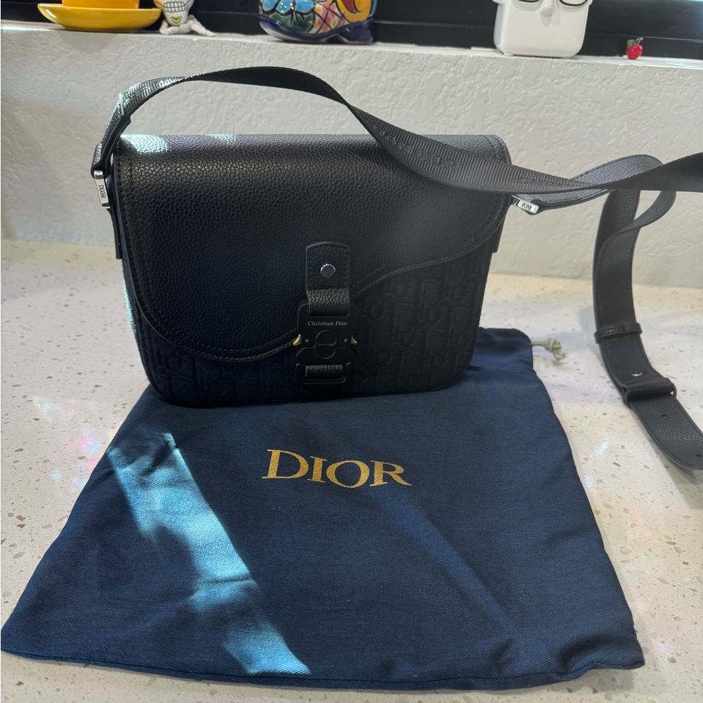 Dior Textured Black Shoulder Bag
